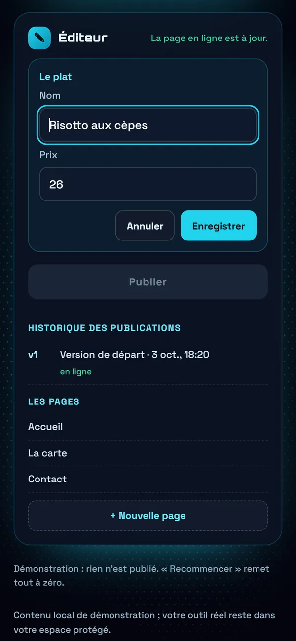 Sur téléphone : Un prix change