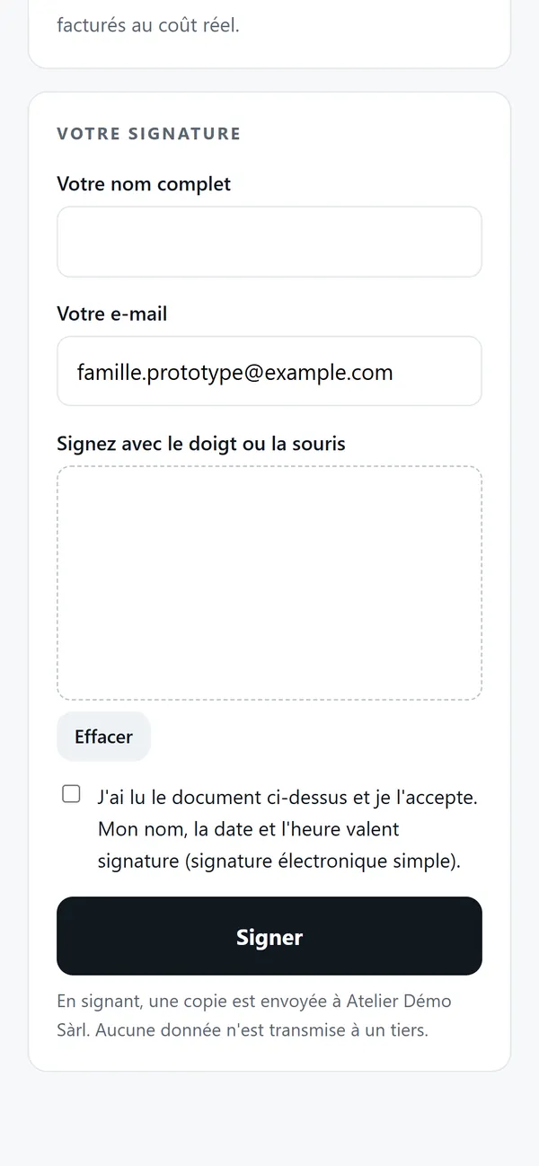 Sur téléphone : La signature en ligne