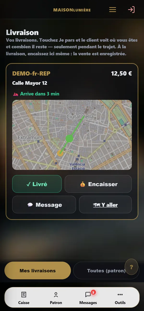 Sur téléphone : La livraison