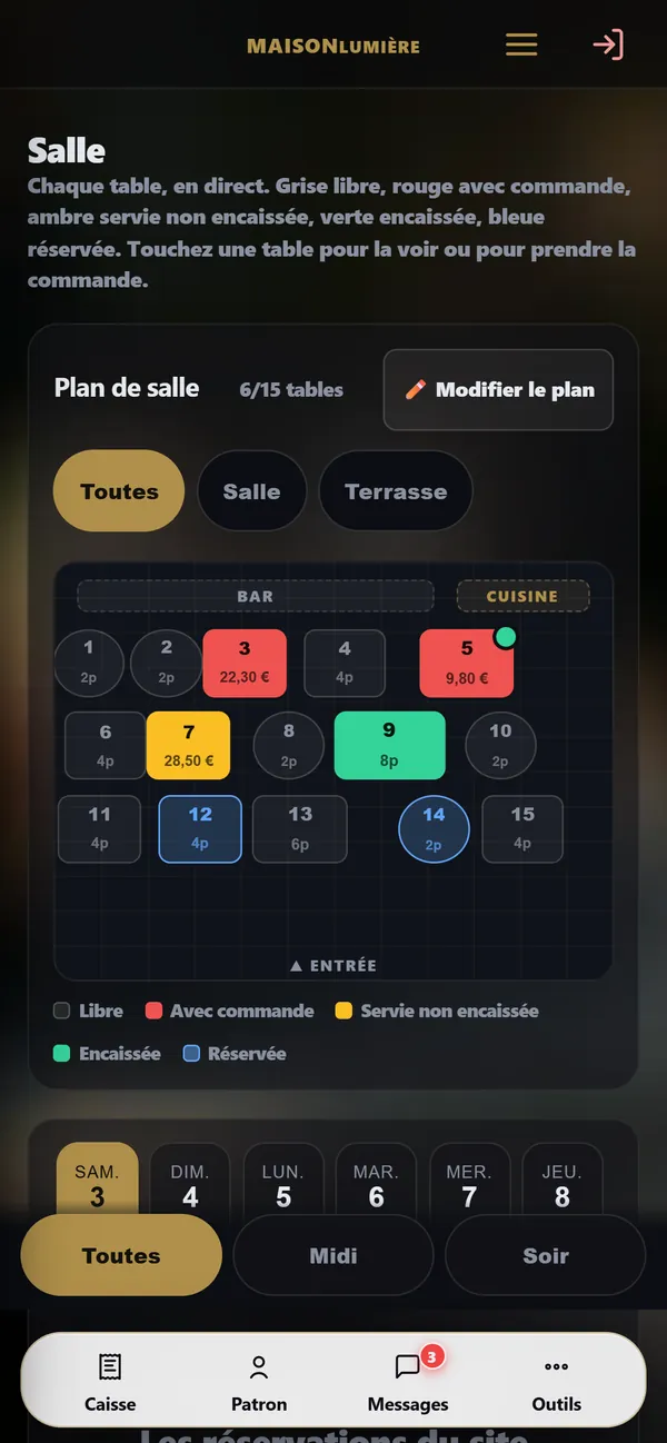 Sur téléphone : La salle