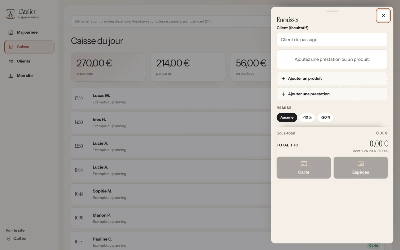 Sur ordinateur : La caisse du salon